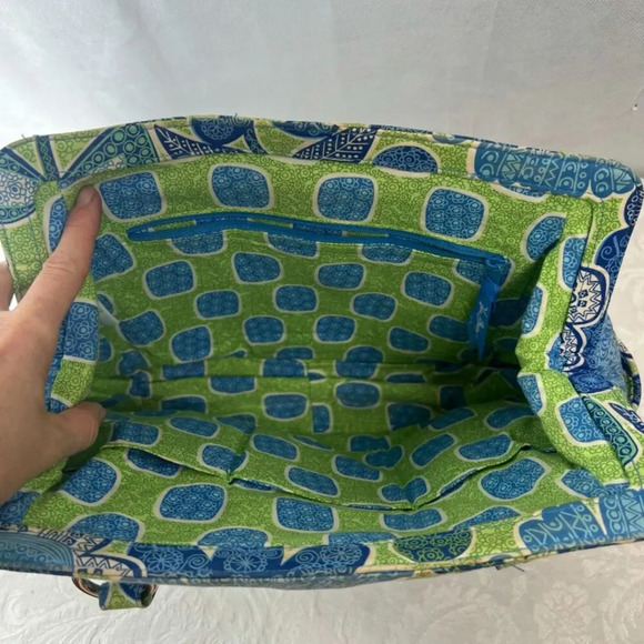 Vera Bradley "Doodle Daisy" Frame Purse Blue Floral Medium Size - Picture 9 of 10